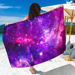 Purple Bursting Galaxy Space Print Beach Sarong Wrap