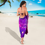 Purple Bursting Galaxy Space Print Beach Sarong Wrap