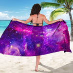 Purple Bursting Galaxy Space Print Beach Sarong Wrap