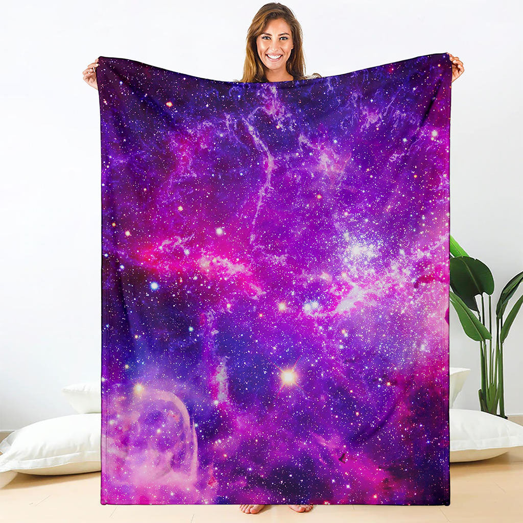 Purple Bursting Galaxy Space Print Blanket