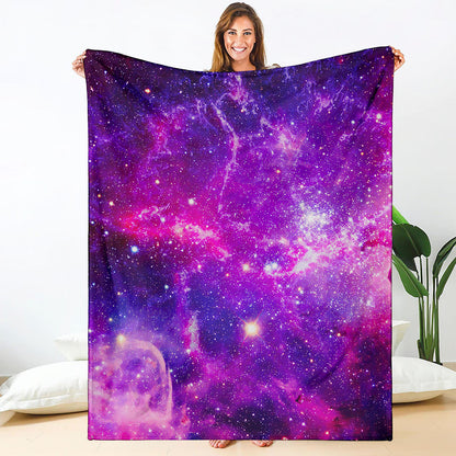 Purple Bursting Galaxy Space Print Blanket