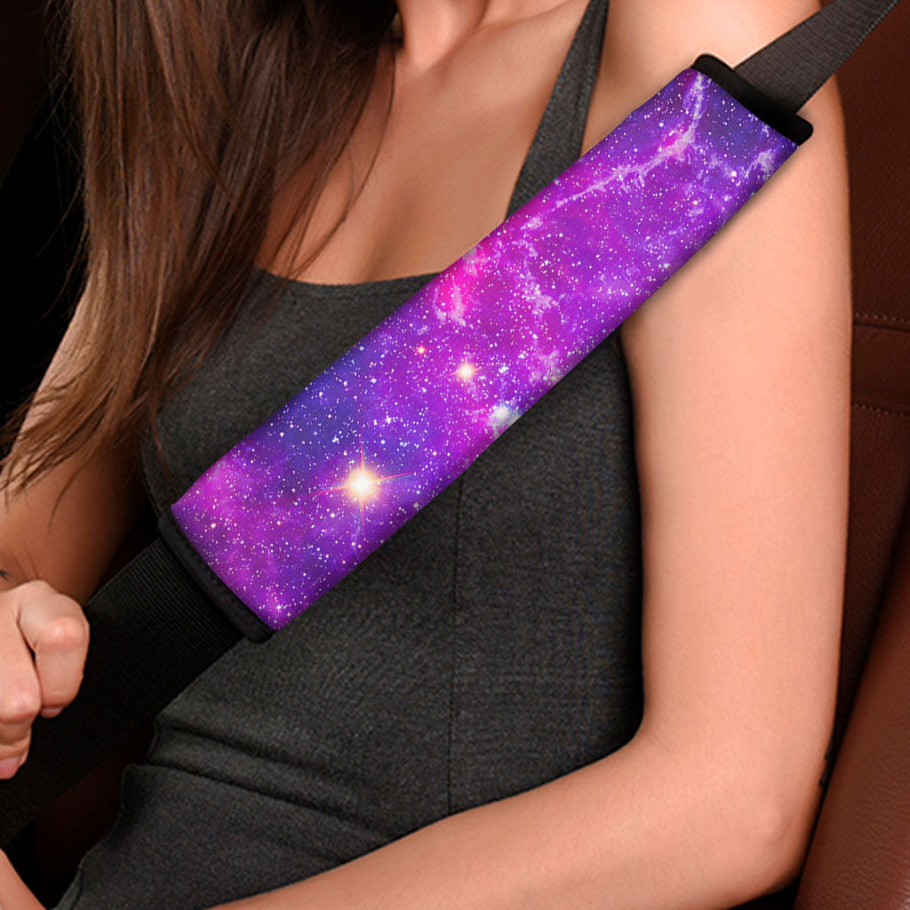 Purple Bursting Galaxy Space Print Car Seat Belt Covers