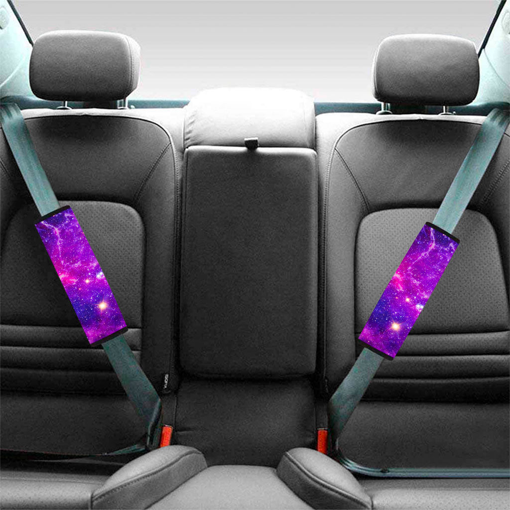 Purple Bursting Galaxy Space Print Car Seat Belt Covers