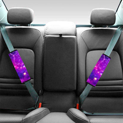 Purple Bursting Galaxy Space Print Car Seat Belt Covers