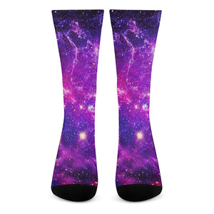 Purple Bursting Galaxy Space Print Crew Socks