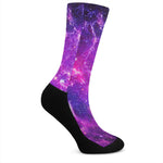 Purple Bursting Galaxy Space Print Crew Socks