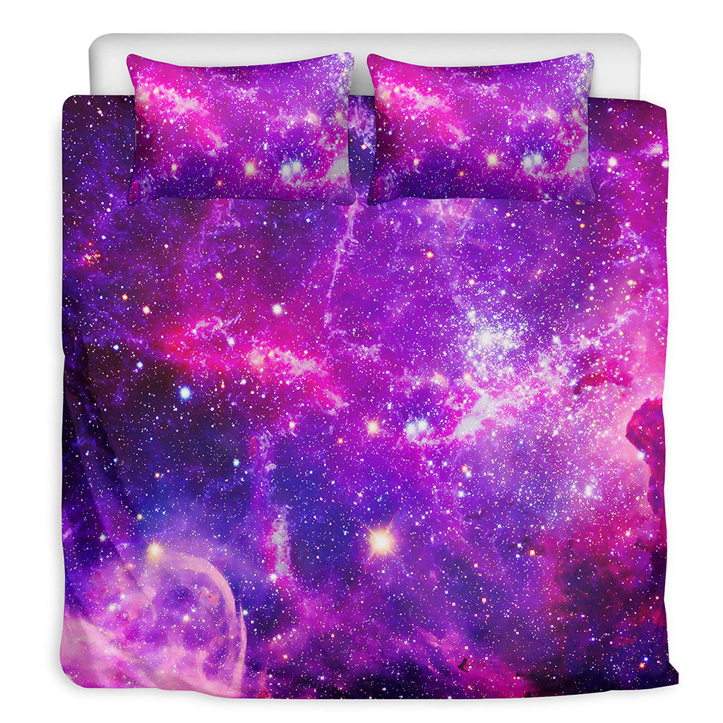 Purple Bursting Galaxy Space Print Duvet Cover Bedding Set