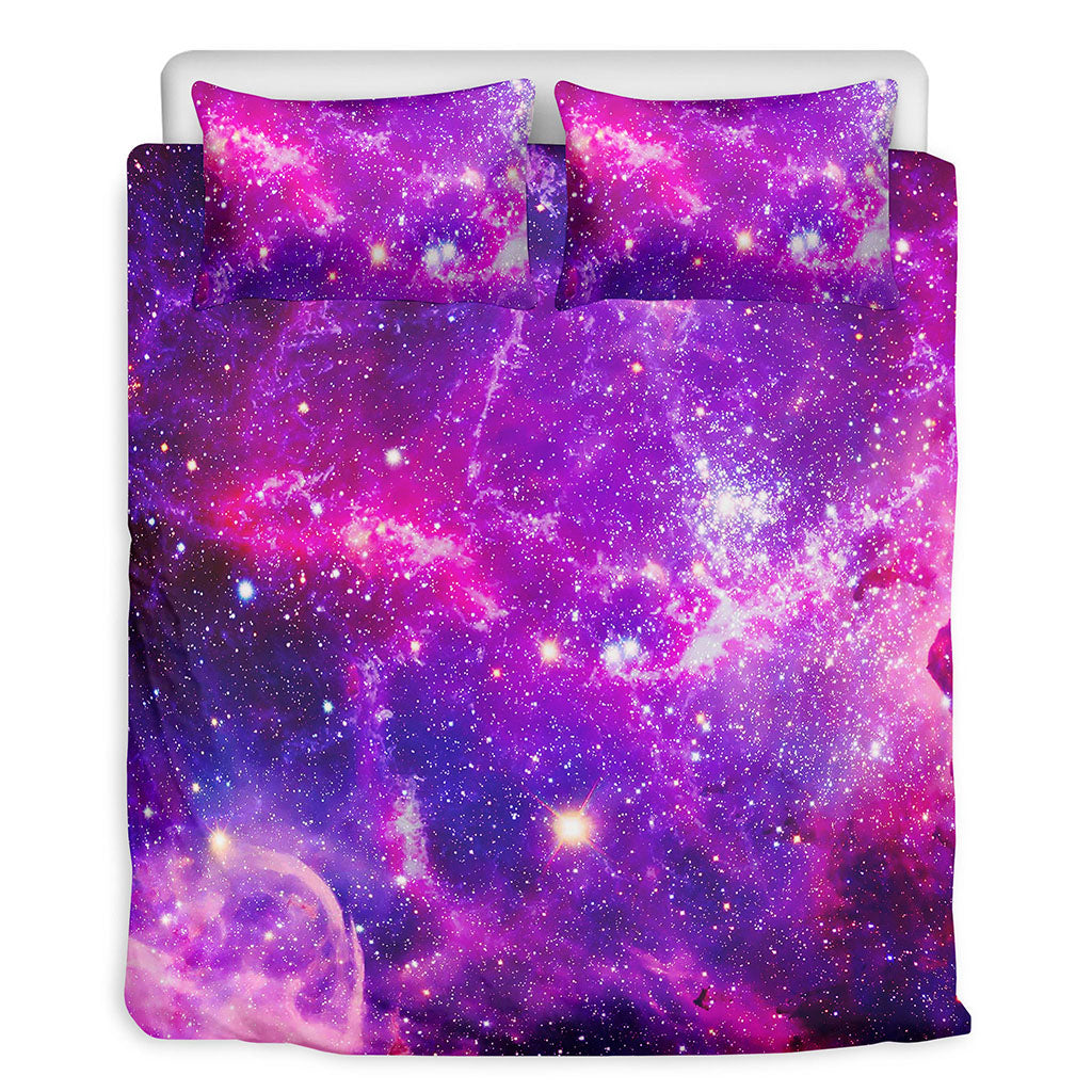 Purple Bursting Galaxy Space Print Duvet Cover Bedding Set