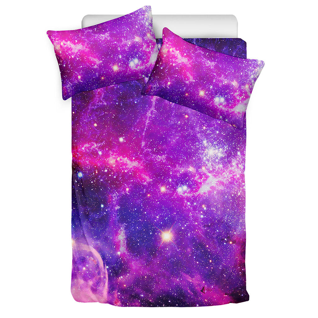 Purple Bursting Galaxy Space Print Duvet Cover Bedding Set