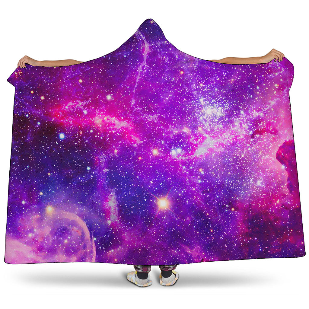 Purple Bursting Galaxy Space Print Hooded Blanket