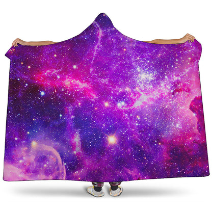 Purple Bursting Galaxy Space Print Hooded Blanket