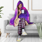 Purple Bursting Galaxy Space Print Hooded Blanket