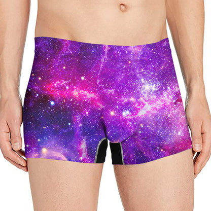Purple Bursting Galaxy Space Print Men's Boxer Briefs