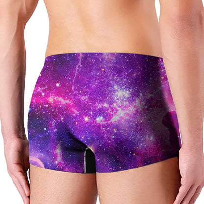 Purple Bursting Galaxy Space Print Men's Boxer Briefs