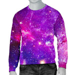 Purple Bursting Galaxy Space Print Men's Crewneck Sweatshirt GearFrost