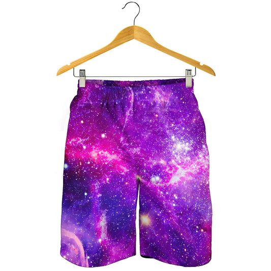 Purple Bursting Galaxy Space Print Men's Shorts