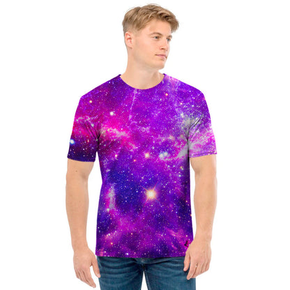 Purple Bursting Galaxy Space Print Men's T-Shirt