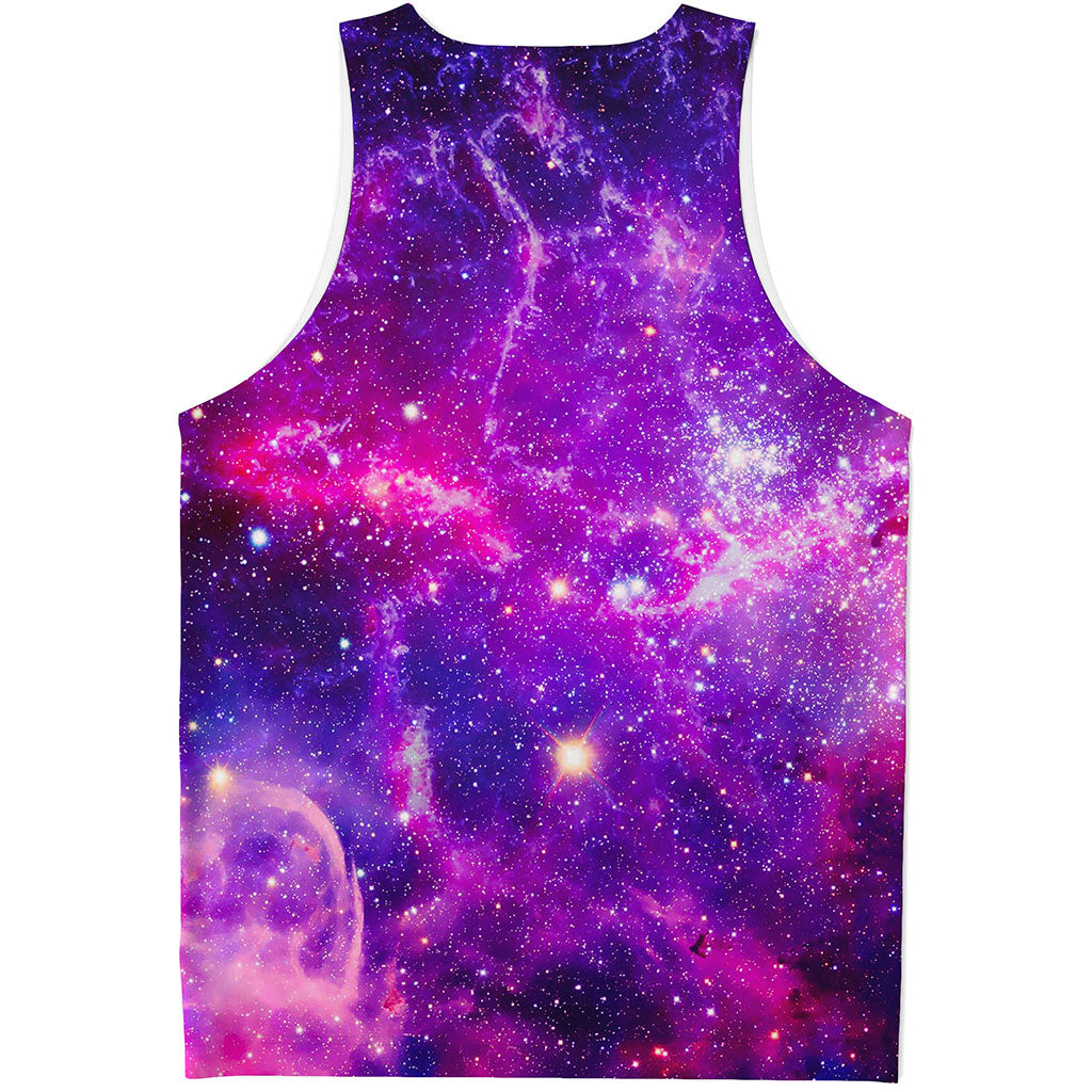 Purple Bursting Galaxy Space Print Men's Tank Top