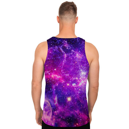 Purple Bursting Galaxy Space Print Men's Tank Top