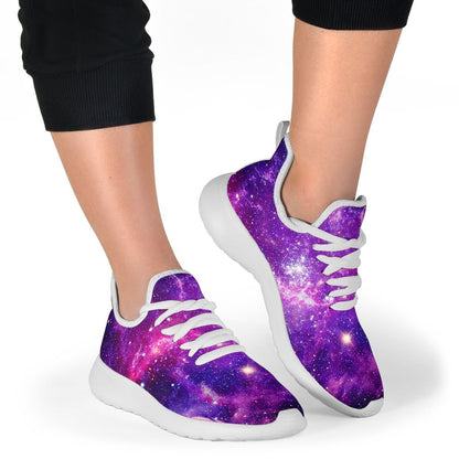 Purple Bursting Galaxy Space Print Mesh Knit Shoes GearFrost