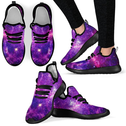 Purple Bursting Galaxy Space Print Mesh Knit Shoes GearFrost