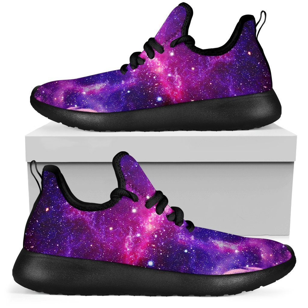 Purple Bursting Galaxy Space Print Mesh Knit Shoes GearFrost