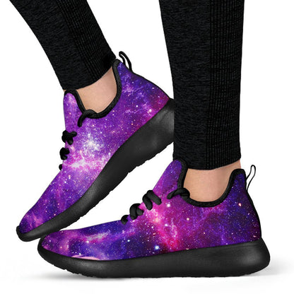 Purple Bursting Galaxy Space Print Mesh Knit Shoes GearFrost
