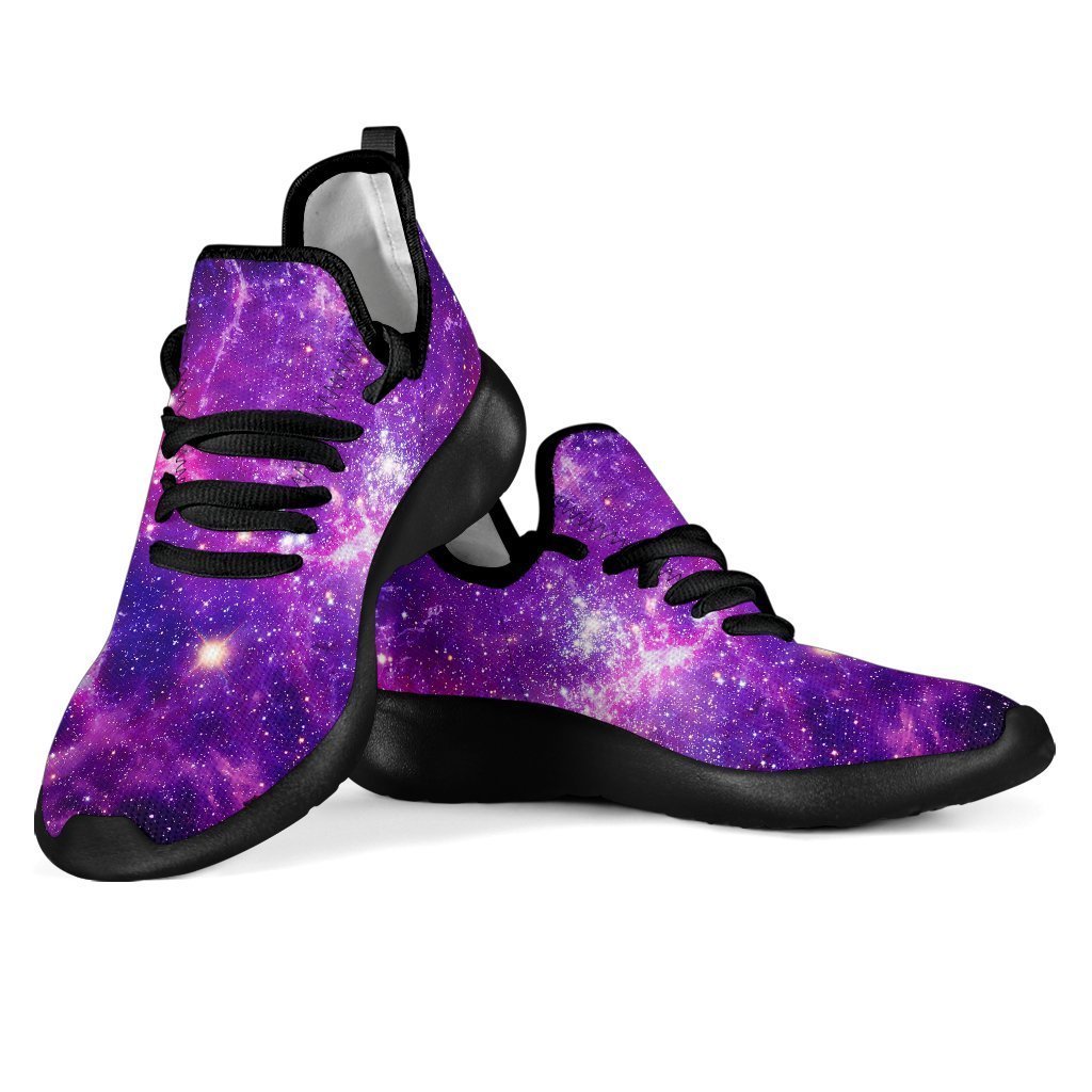 Purple Bursting Galaxy Space Print Mesh Knit Shoes GearFrost