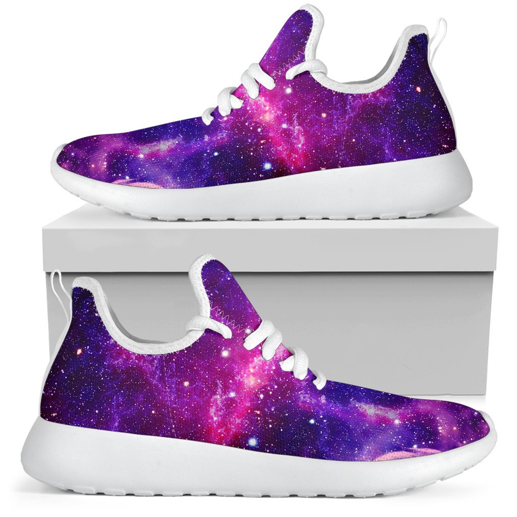 Purple Bursting Galaxy Space Print Mesh Knit Shoes GearFrost