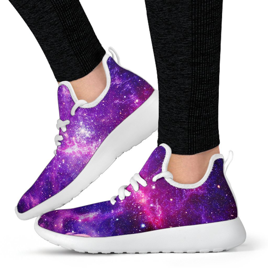 Purple Bursting Galaxy Space Print Mesh Knit Shoes GearFrost