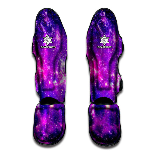 Purple Bursting Galaxy Space Print Muay Thai Shin Guard