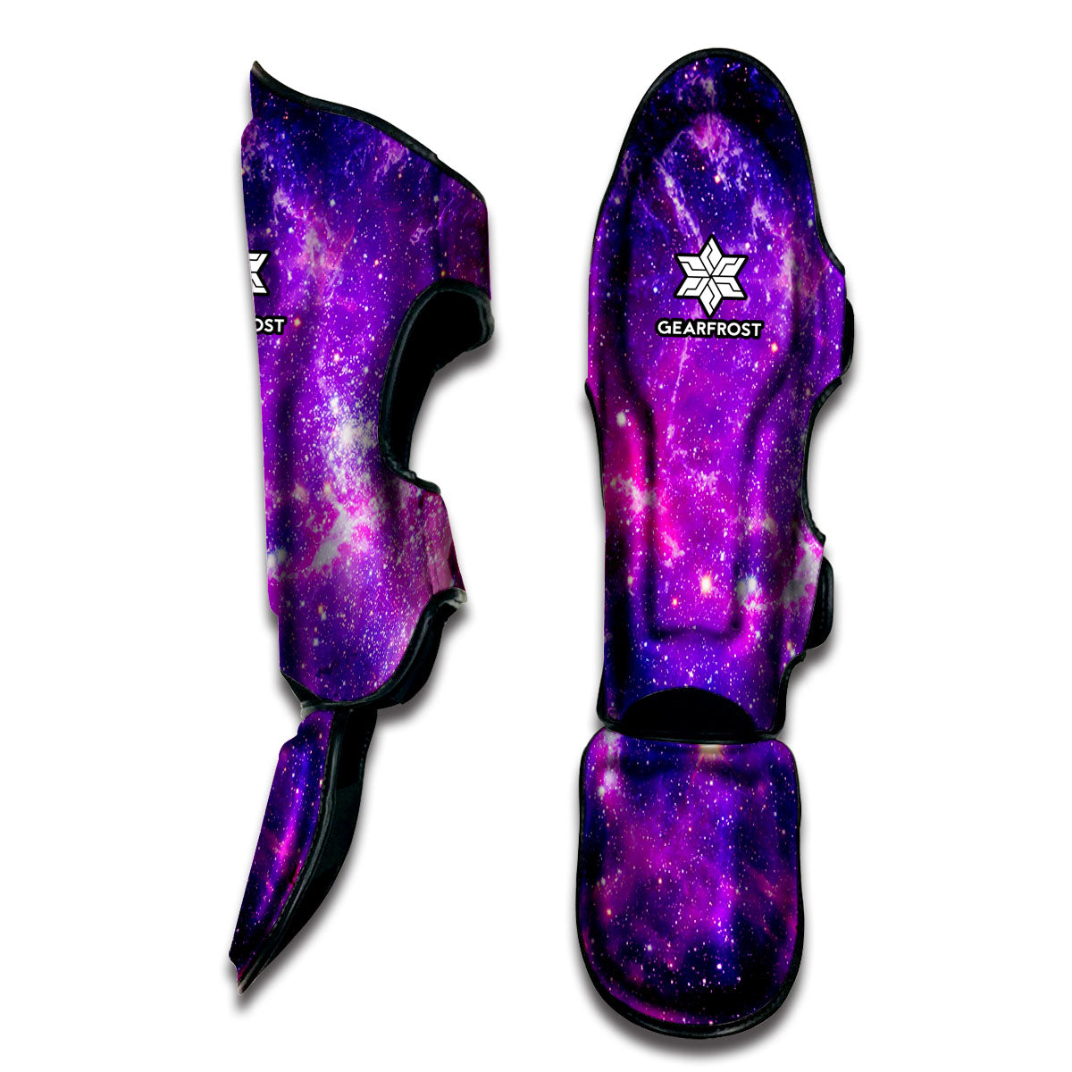 Purple Bursting Galaxy Space Print Muay Thai Shin Guard