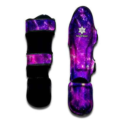 Purple Bursting Galaxy Space Print Muay Thai Shin Guard
