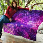 Purple Bursting Galaxy Space Print Quilt