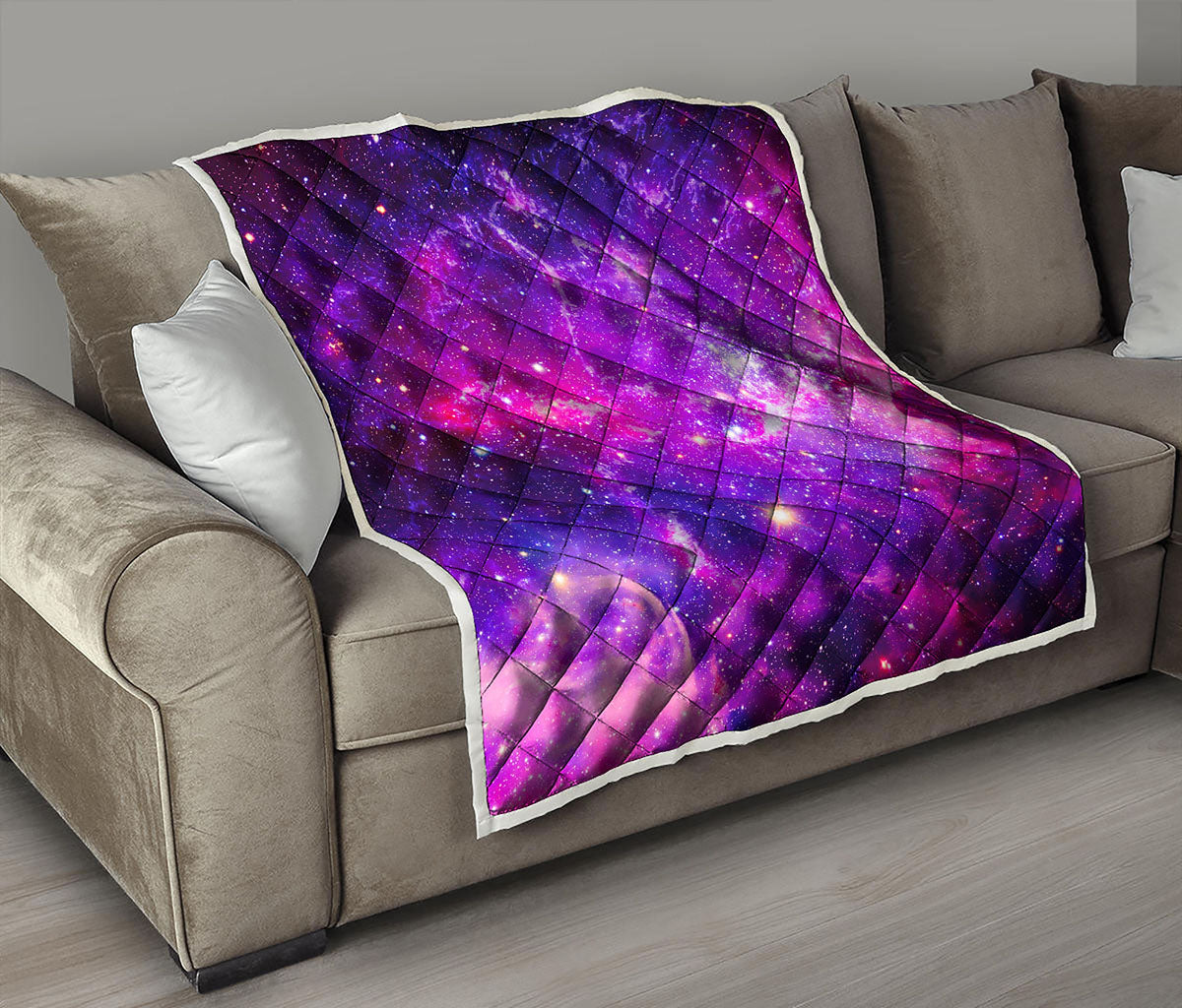 Purple Bursting Galaxy Space Print Quilt