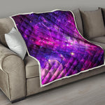 Purple Bursting Galaxy Space Print Quilt
