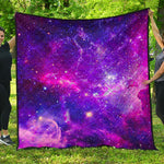 Purple Bursting Galaxy Space Print Quilt