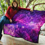 Purple Bursting Galaxy Space Print Quilt