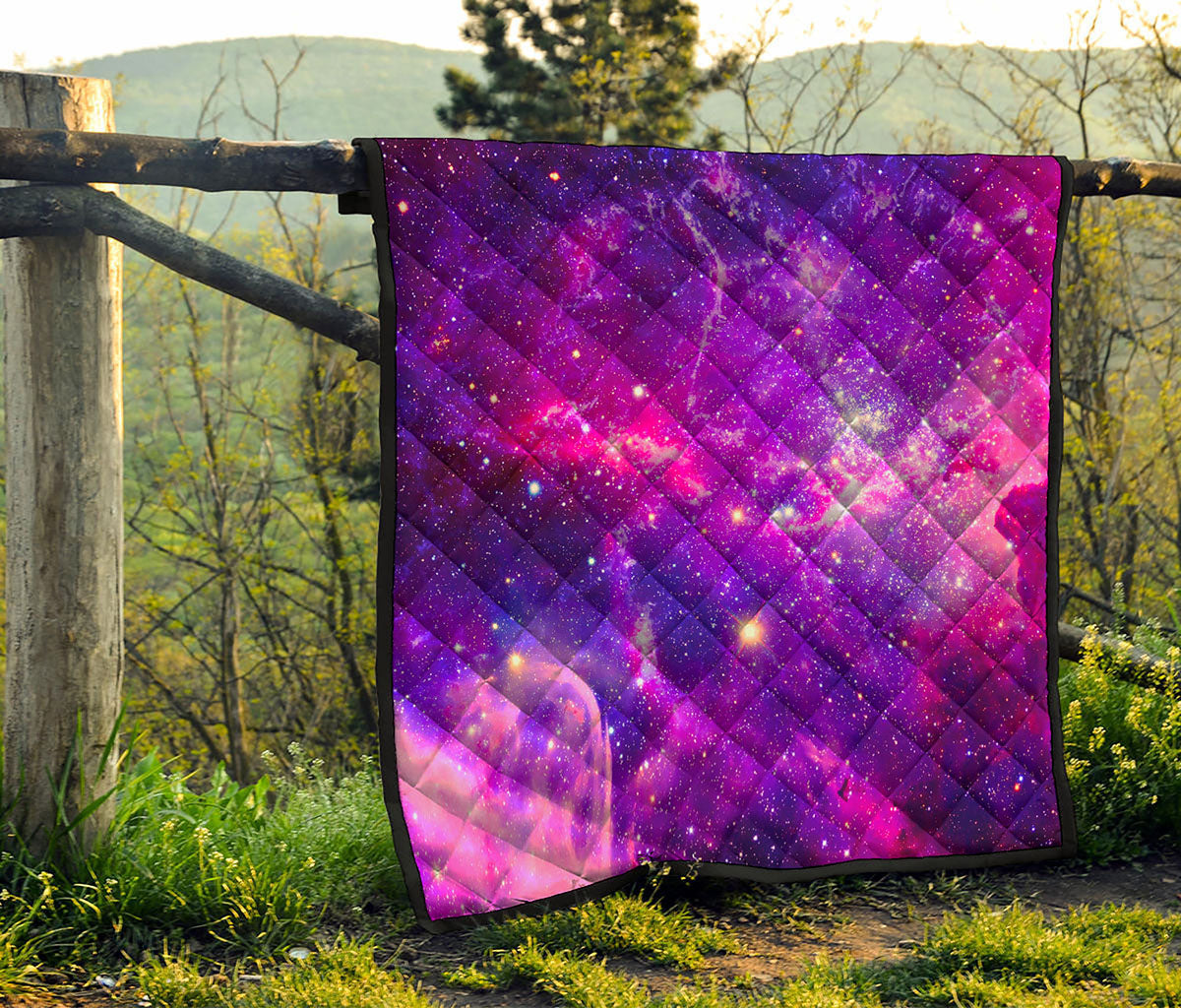 Purple Bursting Galaxy Space Print Quilt