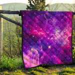 Purple Bursting Galaxy Space Print Quilt