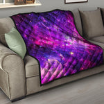 Purple Bursting Galaxy Space Print Quilt