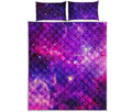 Purple Bursting Galaxy Space Print Quilt Bed Set