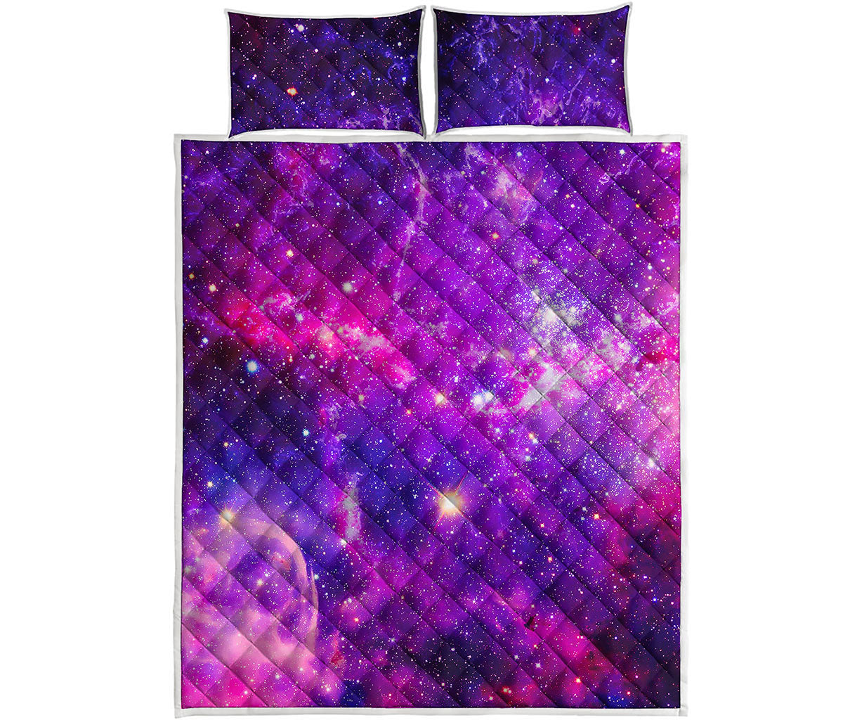 Purple Bursting Galaxy Space Print Quilt Bed Set