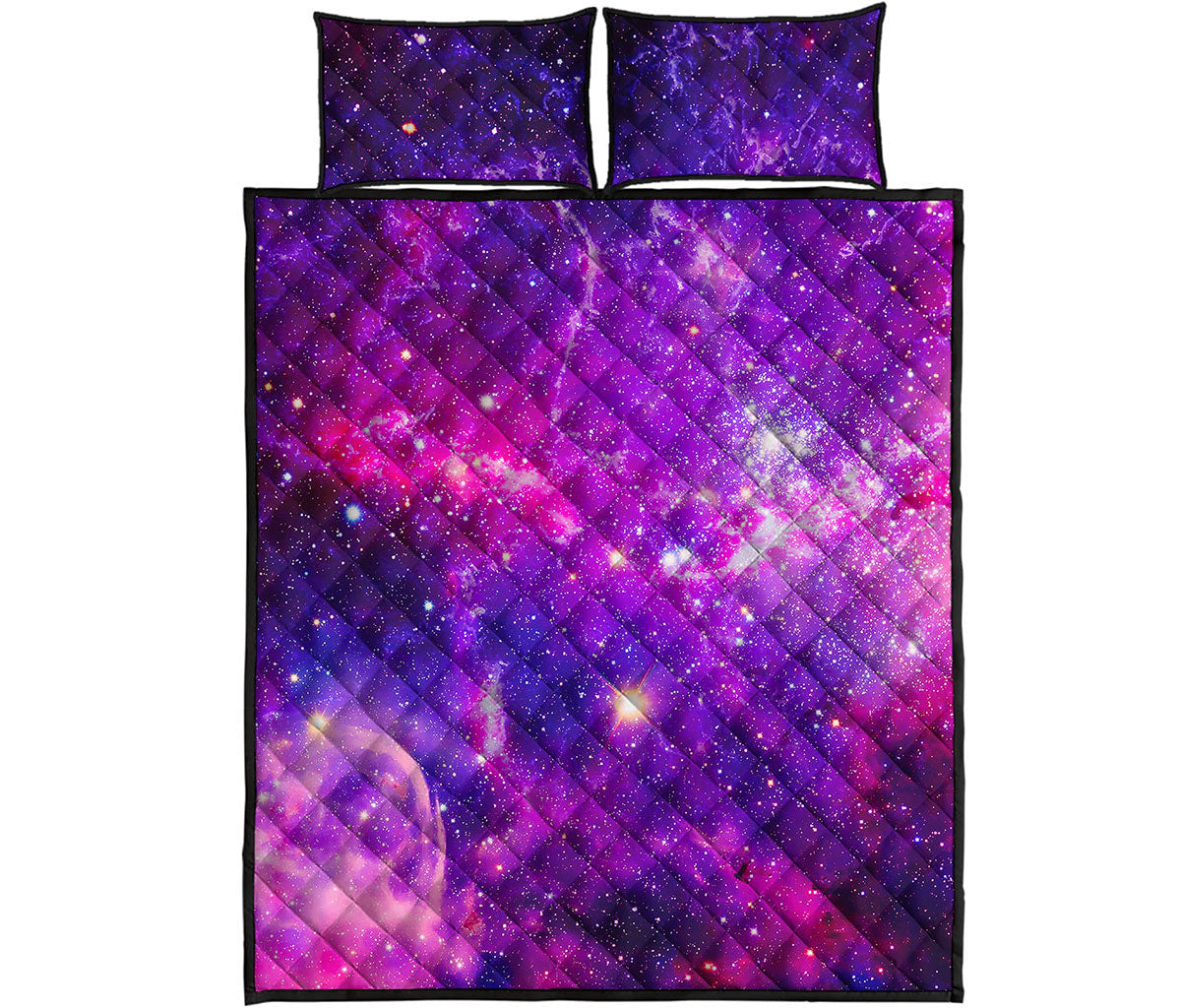 Purple Bursting Galaxy Space Print Quilt Bed Set