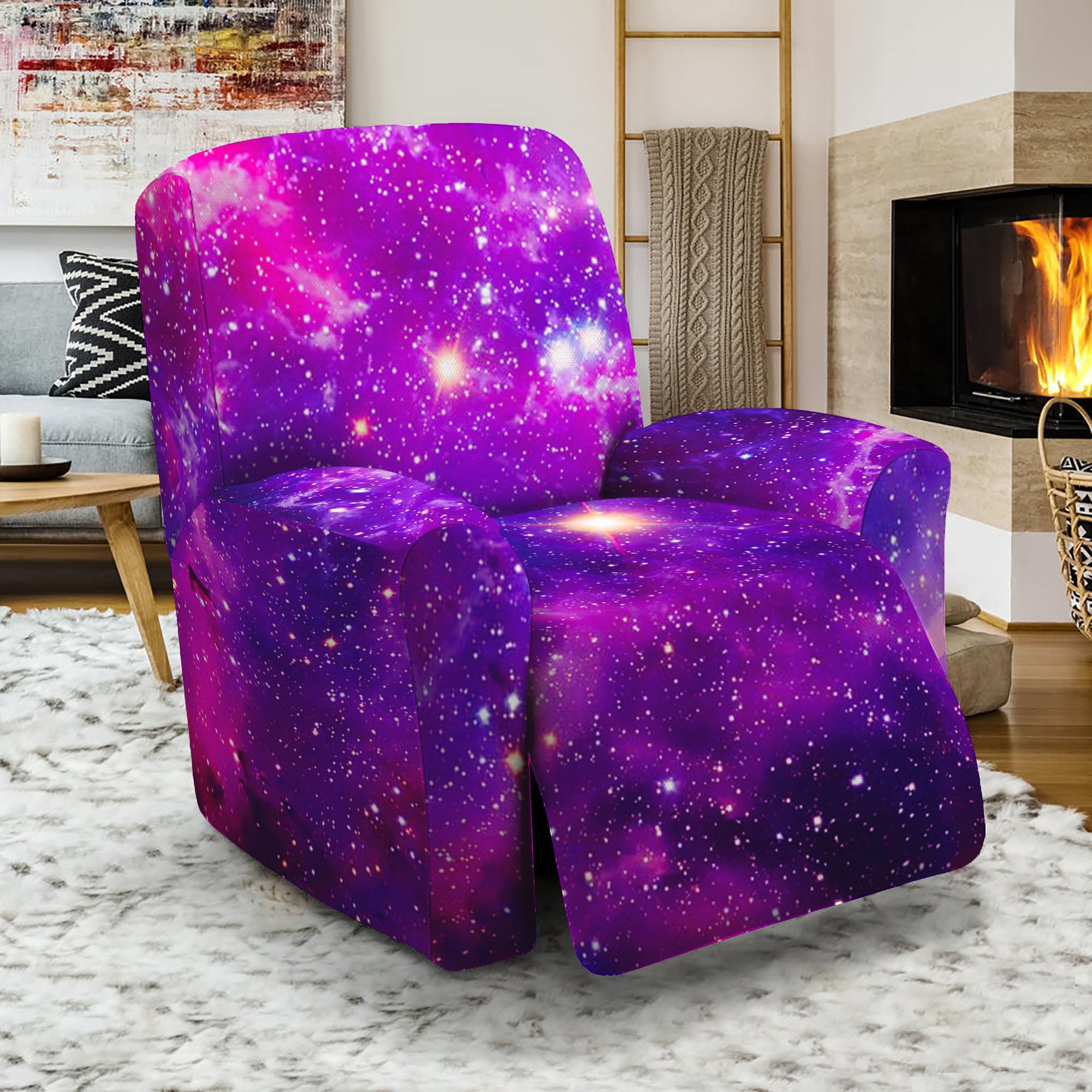 Purple Bursting Galaxy Space Print Recliner Slipcover