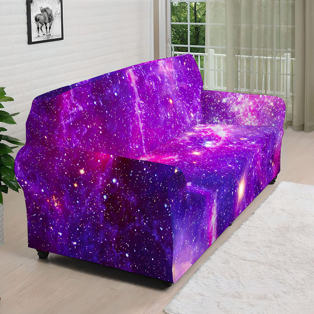 Purple Bursting Galaxy Space Print Sofa Cover