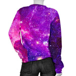 Purple Bursting Galaxy Space Print Women's Crewneck Sweatshirt GearFrost