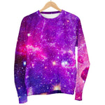 Purple Bursting Galaxy Space Print Women's Crewneck Sweatshirt GearFrost