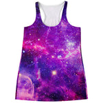 Purple Bursting Galaxy Space Print Women's Racerback Tank Top