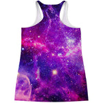 Purple Bursting Galaxy Space Print Women's Racerback Tank Top